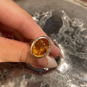 Vintage amber sterling ring